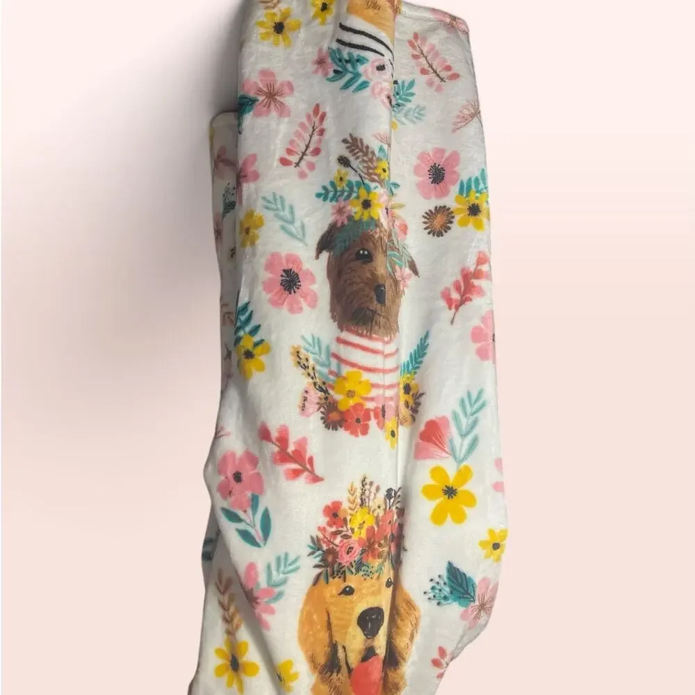 Berkshire featuring Mia Charro Dogs and Floral Decorative Throw 50 x 70